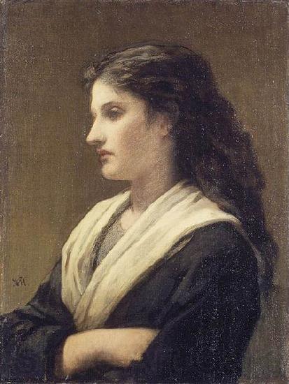 William Morris Hunt Study of a Female Head Norge oil painting art